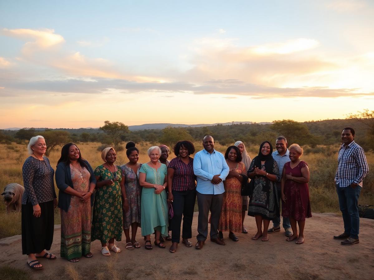 Church group travelling together in Victoria Falls